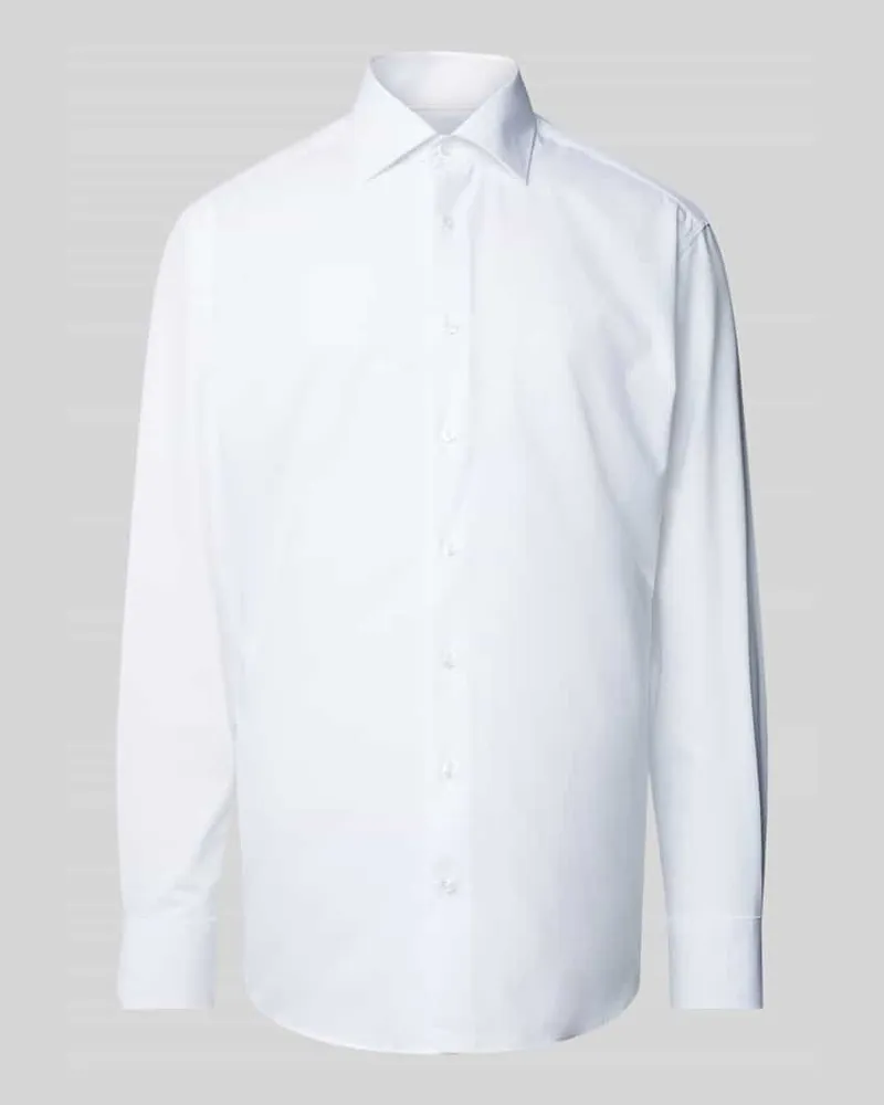 Eterna Regular Fit Businesshemd aus Popeline mit Stretch-Anteil Weiss