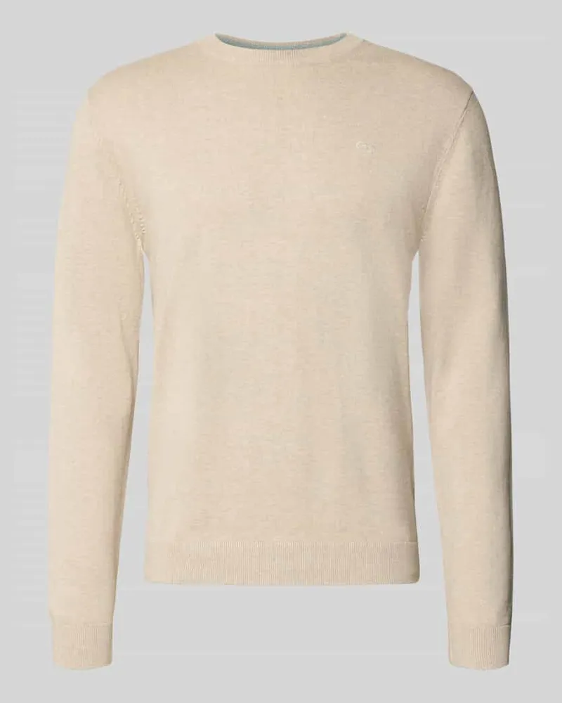 Tom Tailor Regular Fit Strickpullover aus reiner Baumwolle Beige