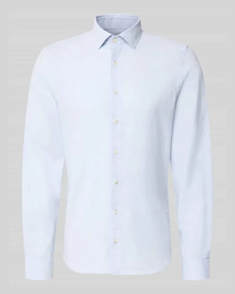 Roy Robson Slim Fit Freizeithemd mit Leinen-Anteil Hellblau