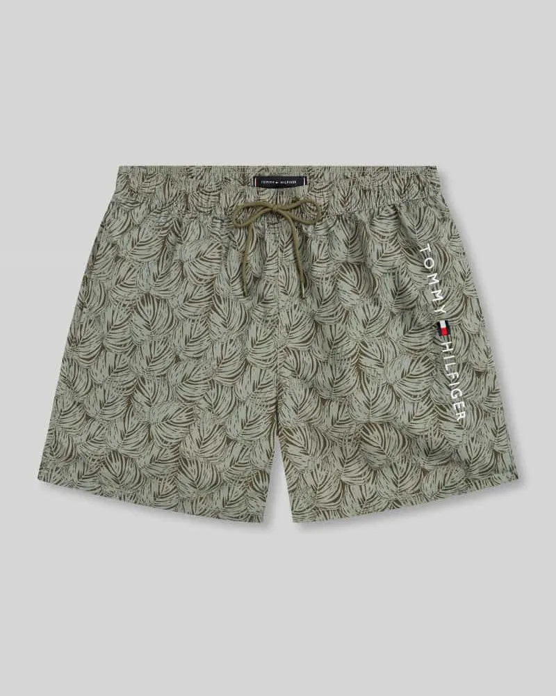 Tommy Hilfiger Regular Fit Badehose mit Logo Print Oliv