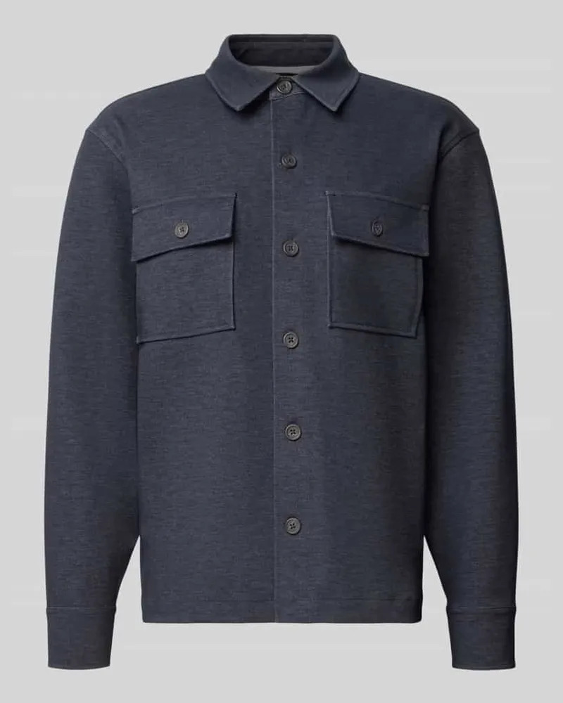 Guess Regular Fit Hemdjacke aus elastischem Viskose-Mix Marine