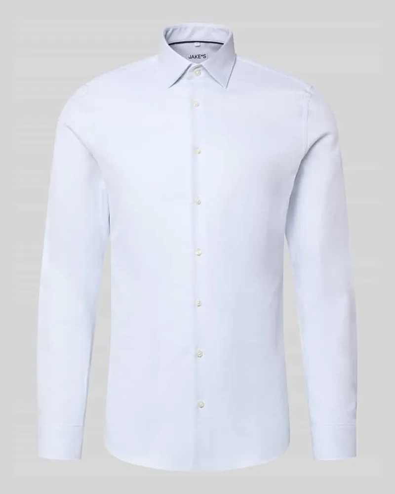 JAKE*S Slim Fit Businesshemd mit Strukturoptik Silber