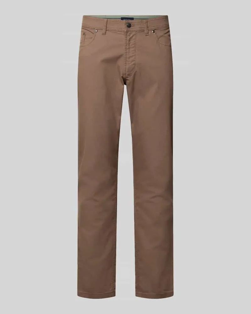 Christian Berg Straight Fit Hose mit Strukturmuster Taupe