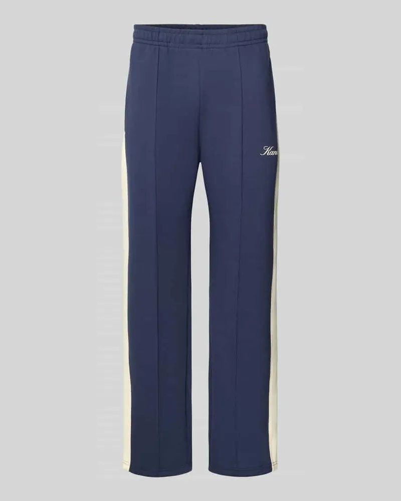 Karl Kani Sweatpants mit Längsnähten und Label-Print Dunkelblau