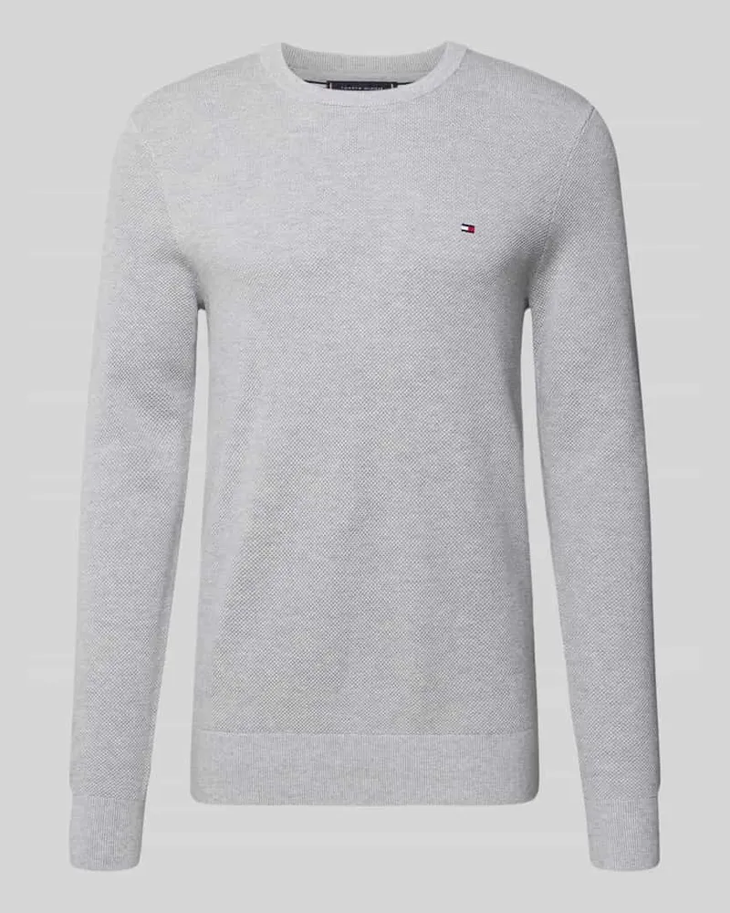 Tommy Hilfiger Regular Fit Strickpullover aus reiner Baumwolle Hellgrau