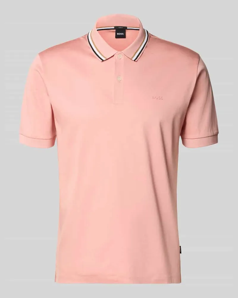 HUGO BOSS Slim Fit Poloshirt aus reiner Baumwolle Modell 'PENROSE Hellrosa