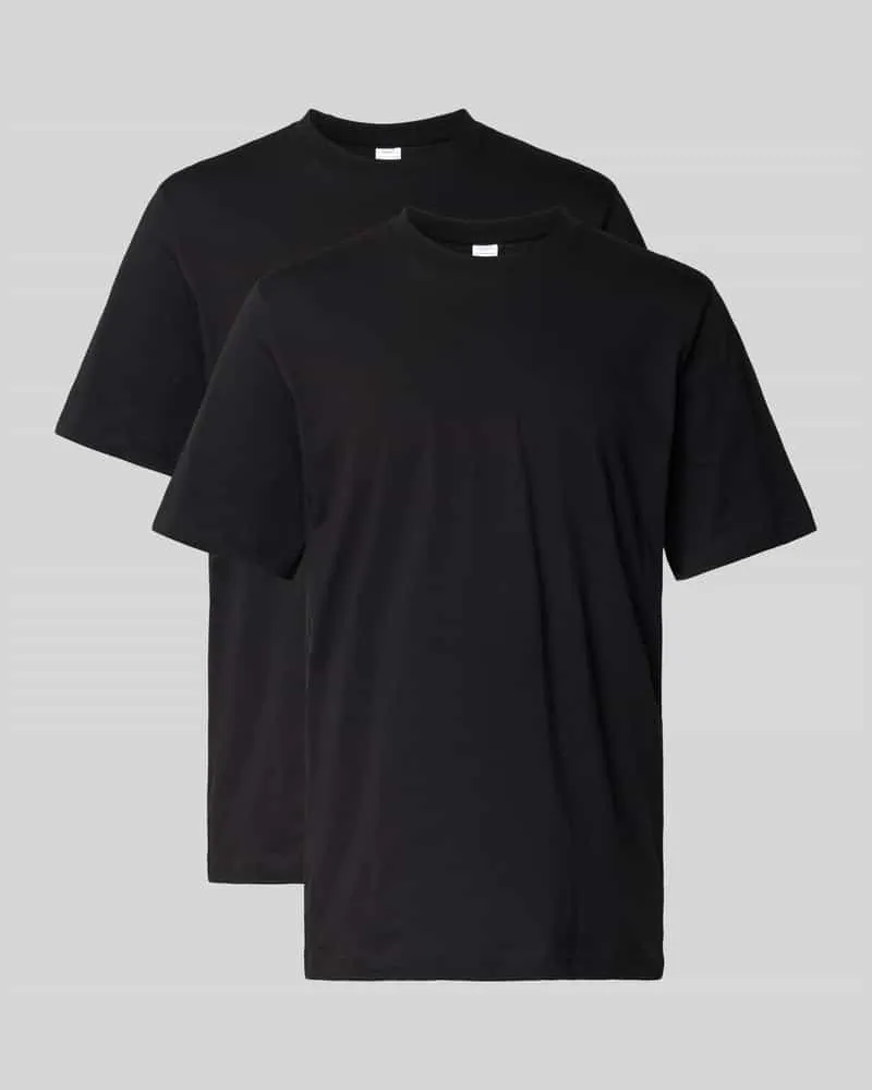 Schiesser T-Shirt mit geripptem Rundhalsausschnitt Black