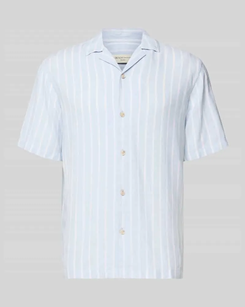Tom Tailor Relaxed Fit Freizeithemd aus Viskose-Leinen-Mix Hellblau