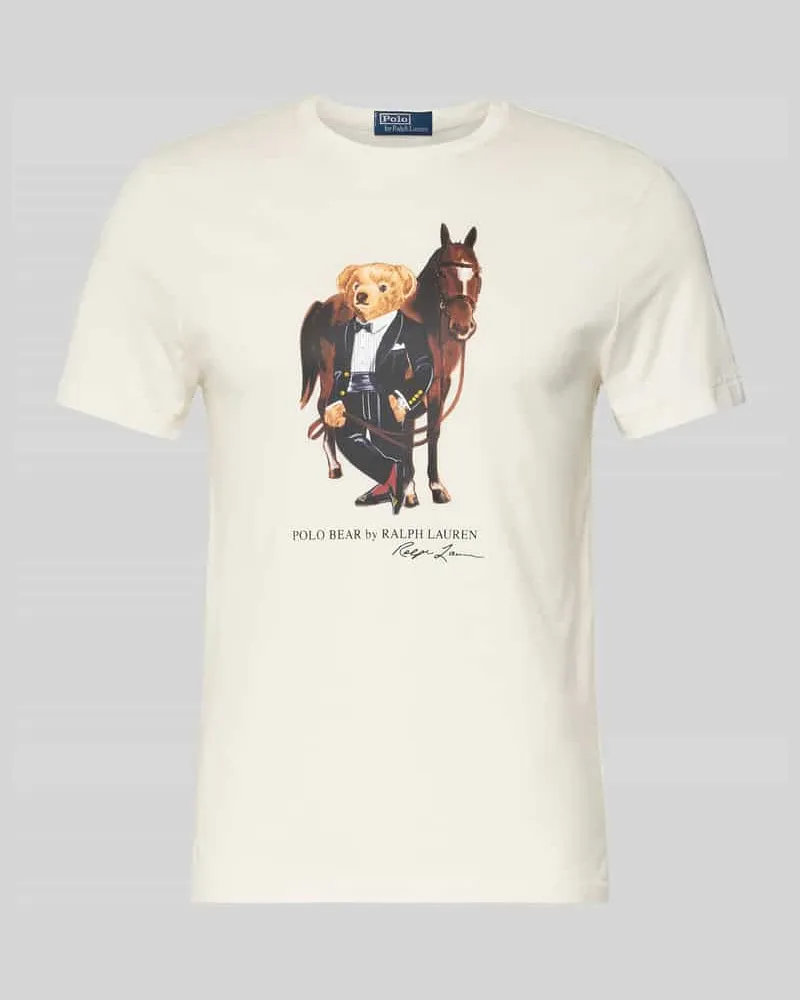 Ralph Lauren T-Shirt mit Label-Print und Rundhalsausschnitt Offwhite
