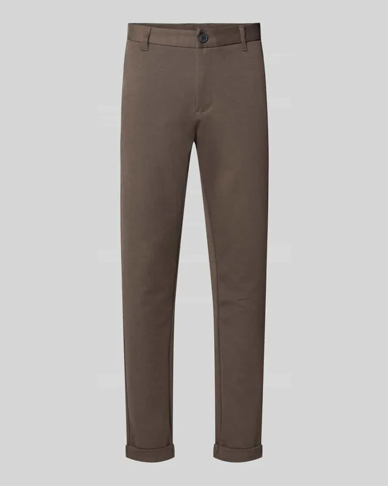 Lindbergh Slim Fit Stoffhose mit umgeschlagenen Hosenbeinen Schoko