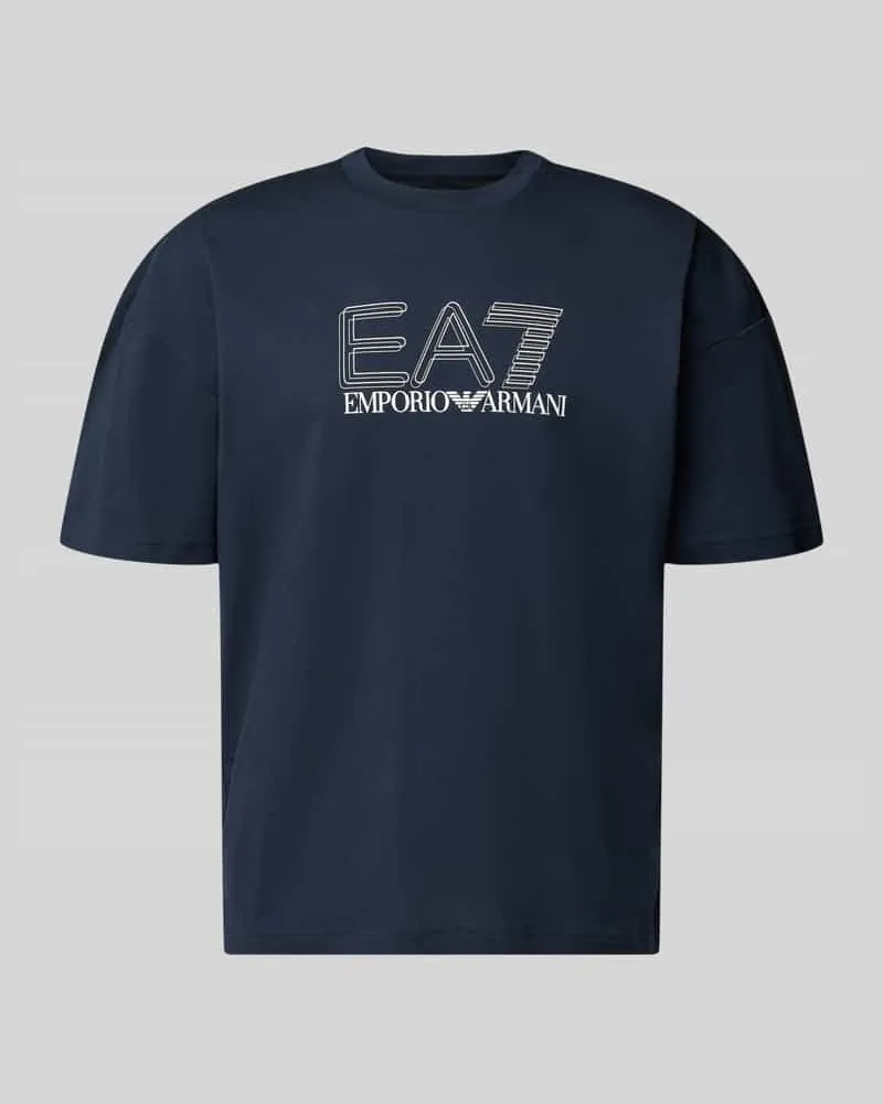 EA7 T-Shirt mit Logo und Rundhalsausschnitt Dunkelblau