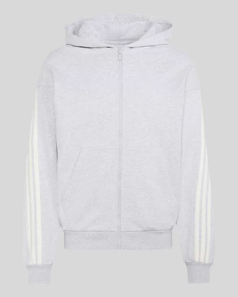 adidas Relaxed Fit Sweatjacke aus reiner Baumwolle mit Kapuze Hellgrau