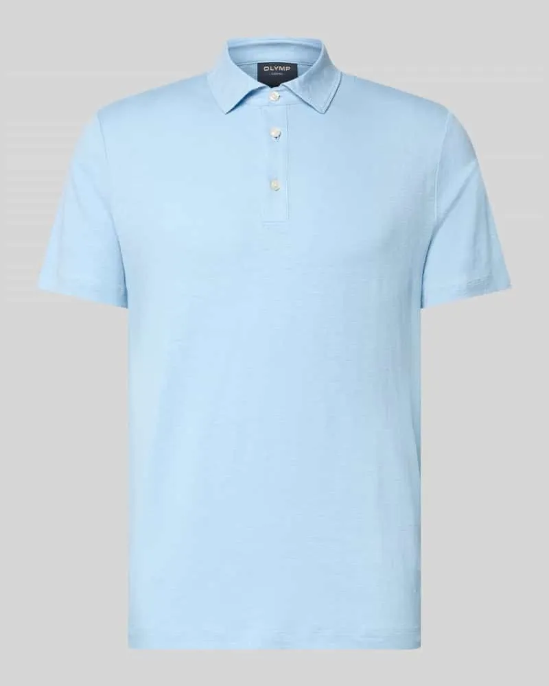 Olymp Regular Fit Poloshirt aus Leinen-Elasthan-Mix Hellblau