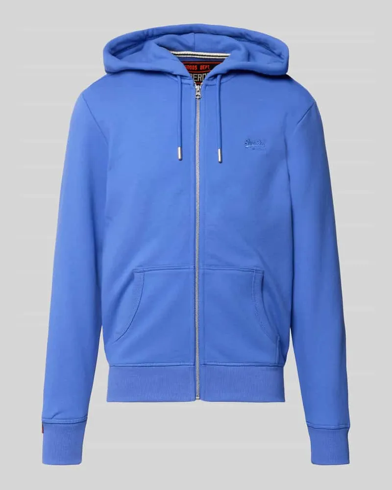 Superdry. Sweatjacke mit Kapuze und Logo-Stitching Royal