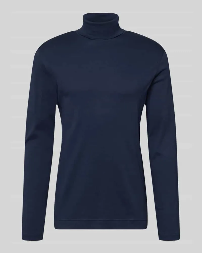 Christian Berg Regular Fit Longsleeve aus reiner Baumwolle mit Rollkragen Dunkelblau