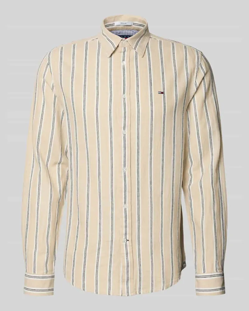 Tommy Hilfiger Regular Fit Freizeithemd aus Leinen-Baumwoll-Mix Beige