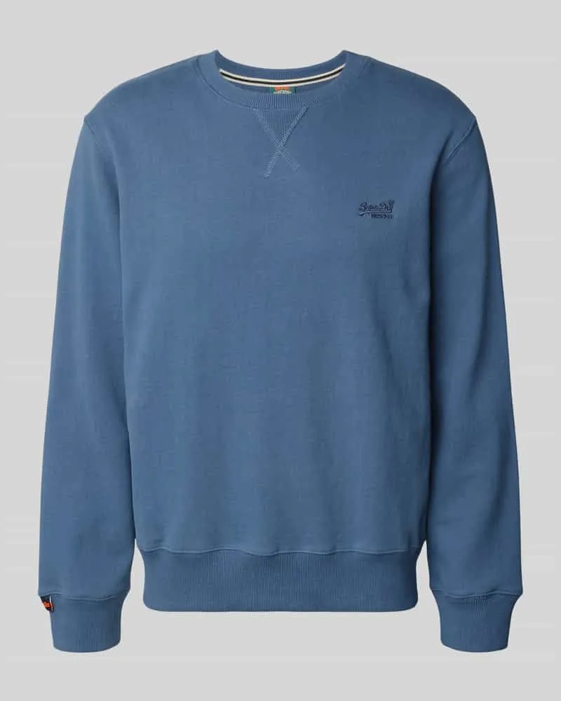 Superdry. Sweatshirt mit Rundhalsausschnitt und Label-Stitching Dunkelblau