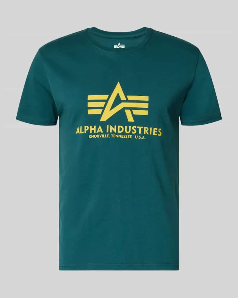 Alpha Industries T-Shirt mit Logo und Rundhalsausschnitt Petrol