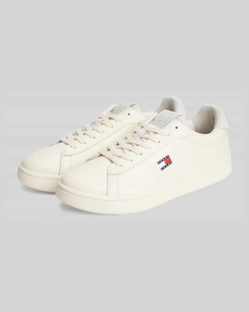 Tommy Hilfiger Sneaker aus echtem Leder mit Logo-Print Ecru