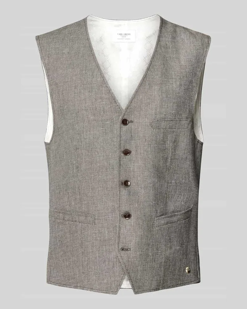 Carl Gross Regular Fit Anzugweste aus hochwertigem Leinen-Mix Modell 'WILSON 