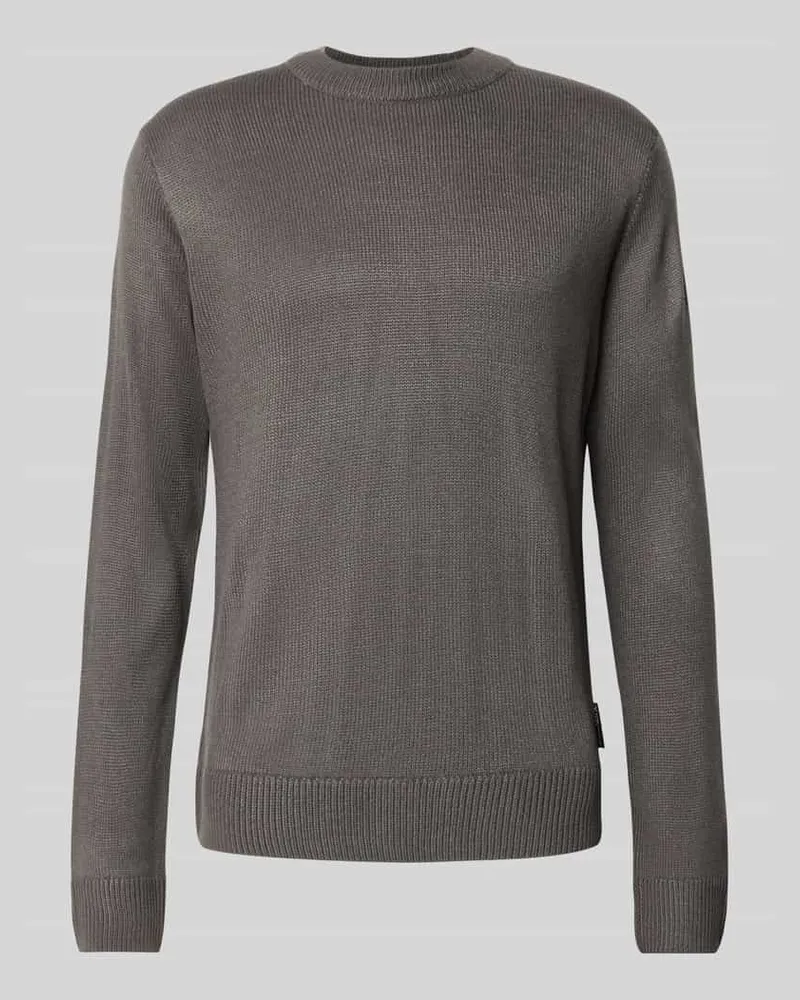 Tom Tailor Regular Fit Strickpullover aus Rippstrick Mittelgrau