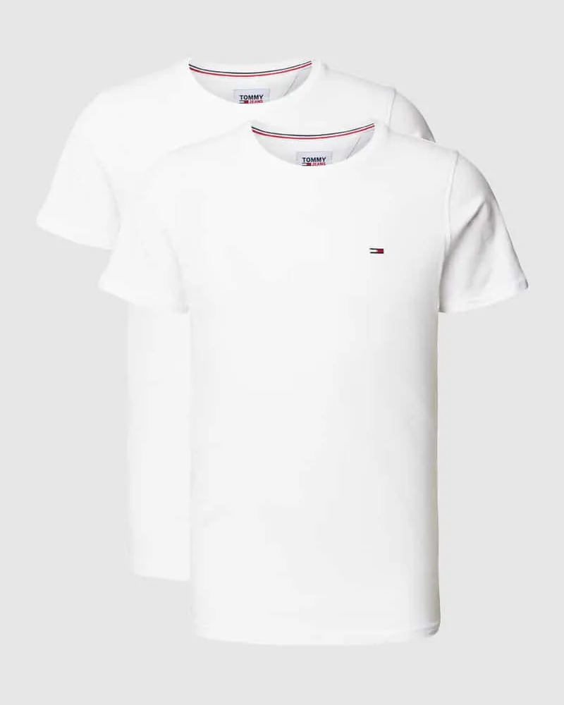 Tommy Hilfiger Slim Fit T-Shirt mit Label-Stitching im 2er-Pack 
