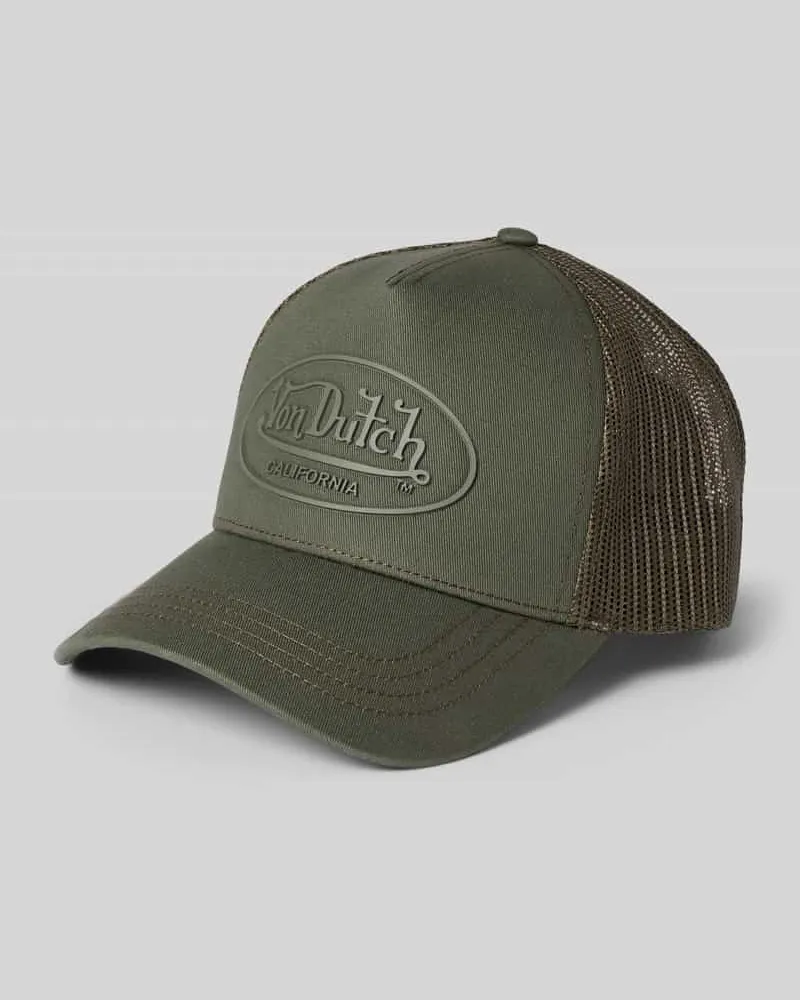 Von Dutch Trucker Cap mit Label-Print und verstellbarem Riegel Oliv