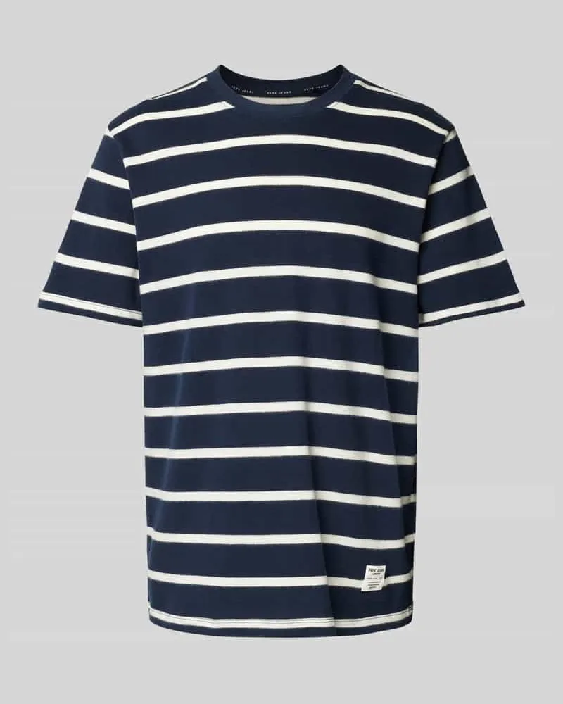 Pepe Jeans T-Shirt mit Label-Patch Modell 'Alessandro Marine