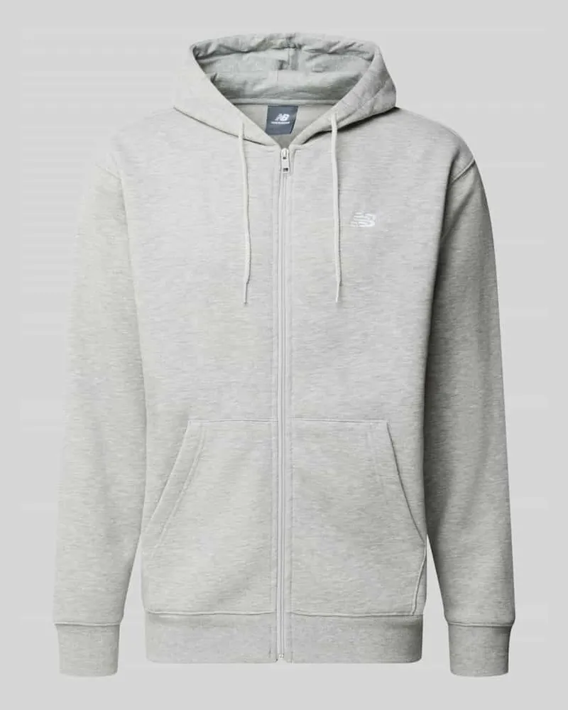 New Balance Relaxed Fit Sweatjacke auch Baumwoll-Mix Modell 'ESSENTIALS Hellgrau