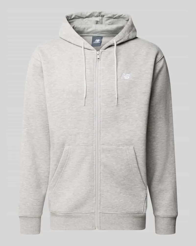 New Balance Relaxed Fit Sweatjacke auch Baumwoll-Mix Modell 'ESSENTIALS Hellgrau