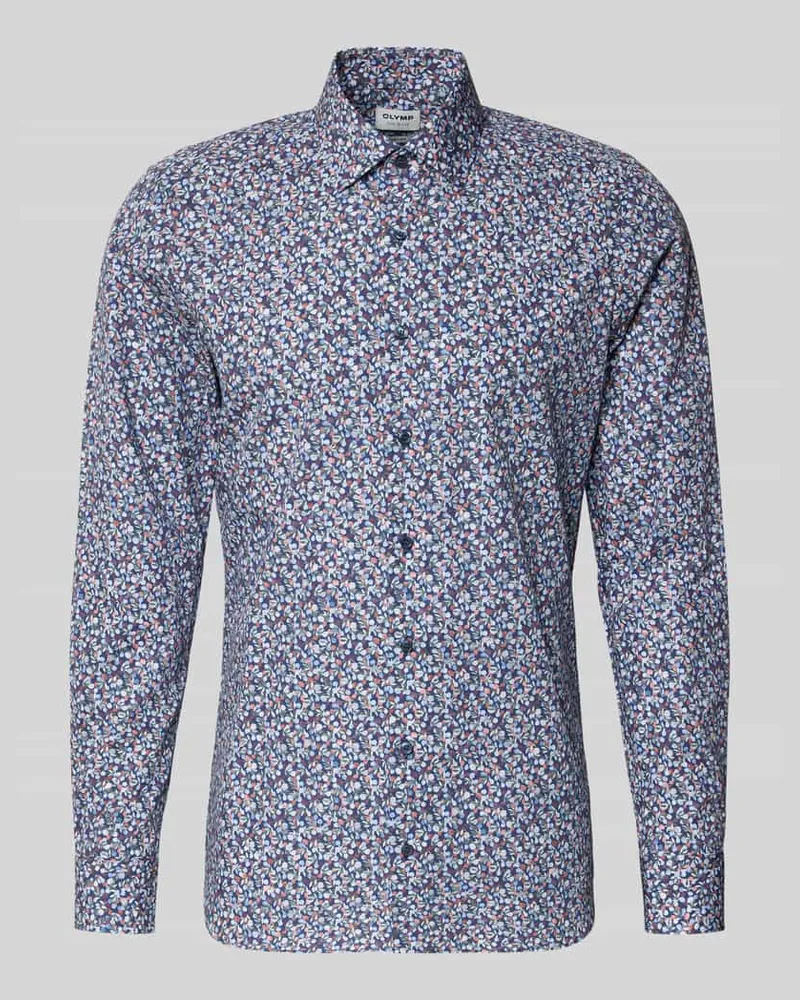 Olymp Slim Fit Businesshemd aus Baumwolle mit Kentkragen Marine