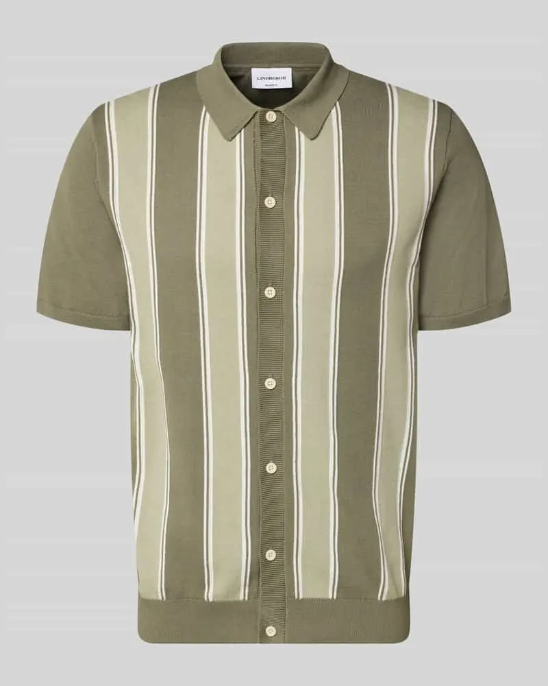 Lindbergh Polo-Cardigan mit 1/2-Arm Oliv