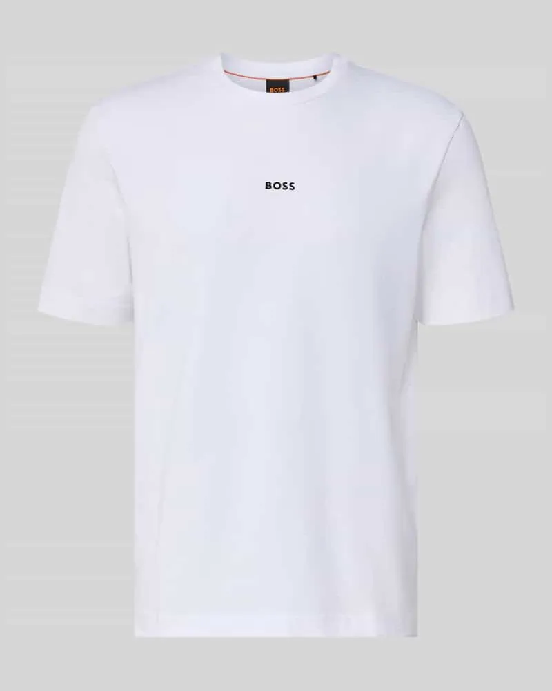 HUGO BOSS T-Shirt mit Label-Print Weiss