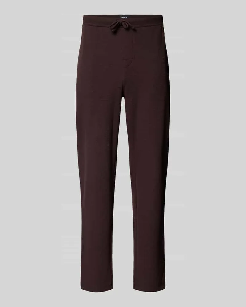 HUGO BOSS Regular Fit Sweathose aus Baumwoll-Mix Dunkelbraun