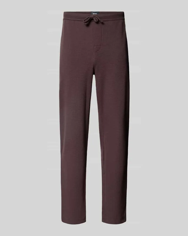 HUGO BOSS Regular Fit Sweathose aus Baumwoll-Mix Dunkelbraun