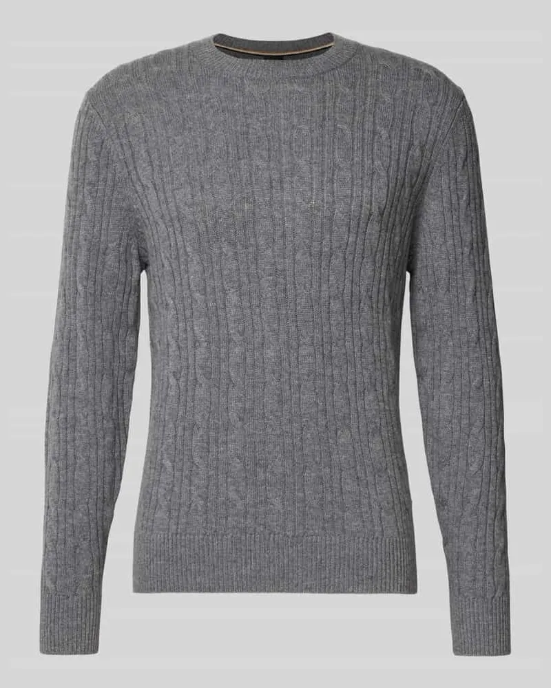 HUGO BOSS Regular Fit Strickpullover aus Schurwoll-Kaschmir-Mix Modell 'HETICO Hellgrau