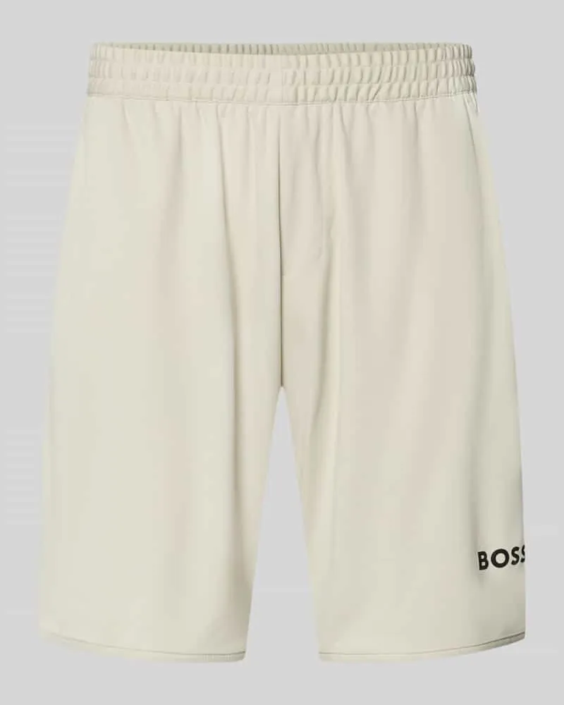 HUGO BOSS Regular Fit Shorts mit Label-Schriftzug Modell 'TOC SPIN 9 INCH Beige