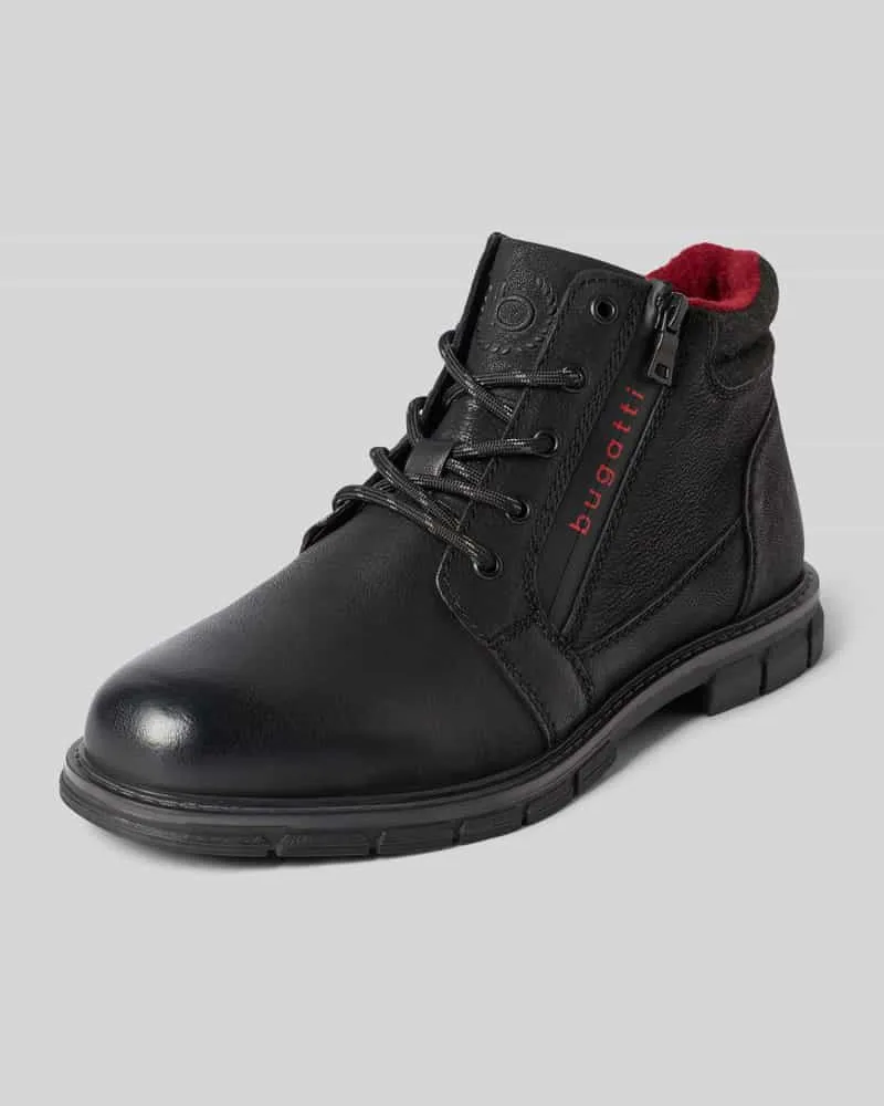 Bugatti Boots aus Leder-Textil-Mix mit Reißverschluss Modell 'Mate Black