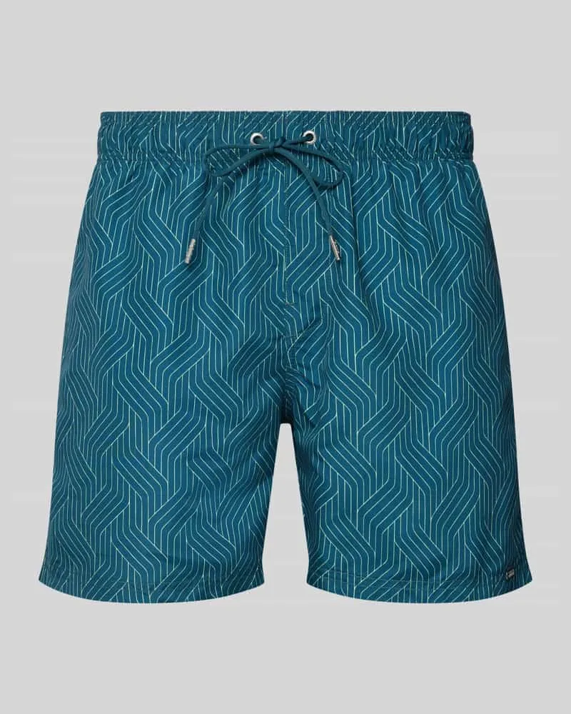 Schiesser Badehose im Allover-Look mit elastischem Bund Tuerkis