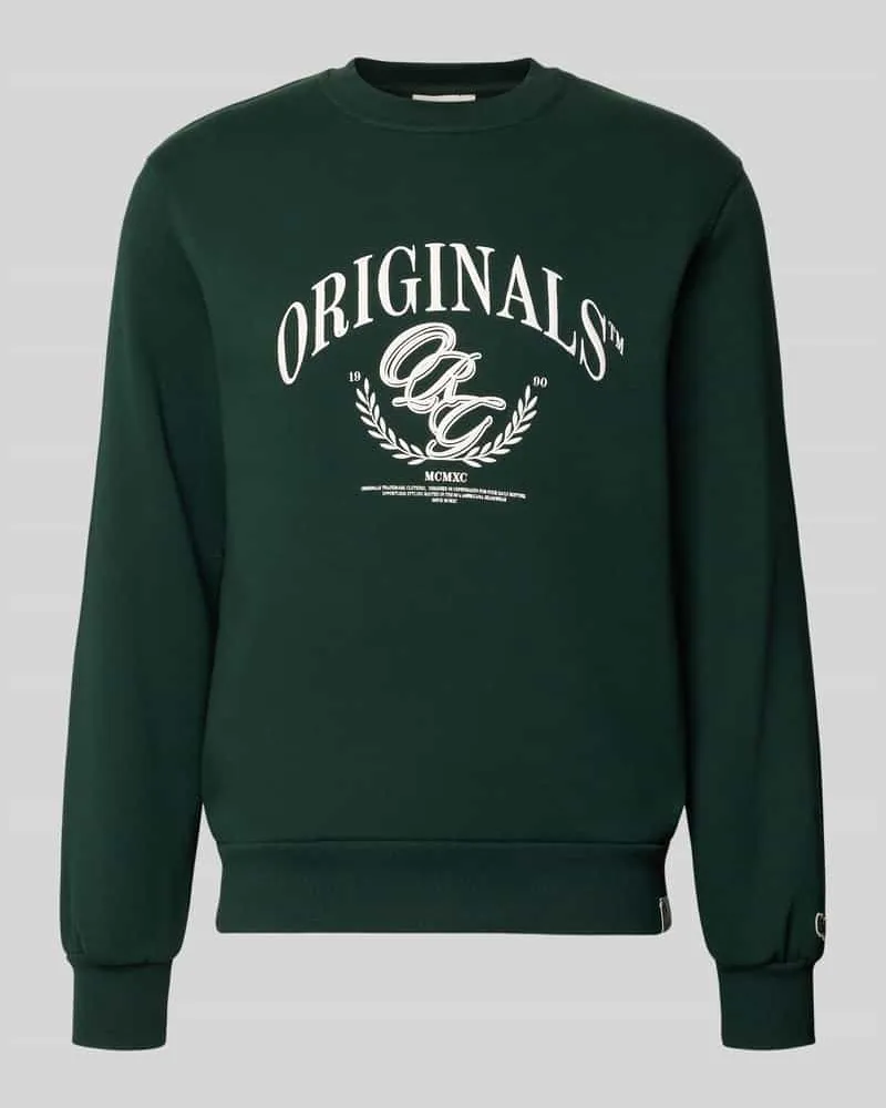 Jack & Jones Sweatshirt mit Label-Print Modell 'FREDERIKSBERG Dunkelgruen