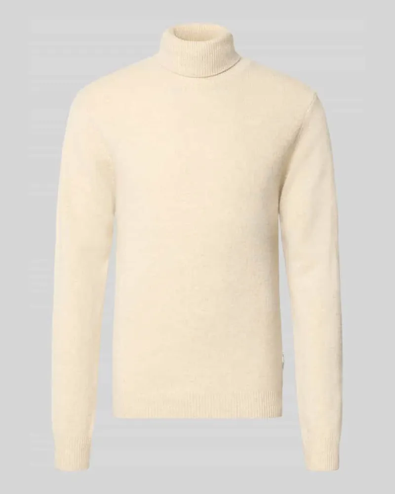 Casual Friday Slim Fit Rollkragenpullover aus Woll-Mix Modell 'Karl Offwhite