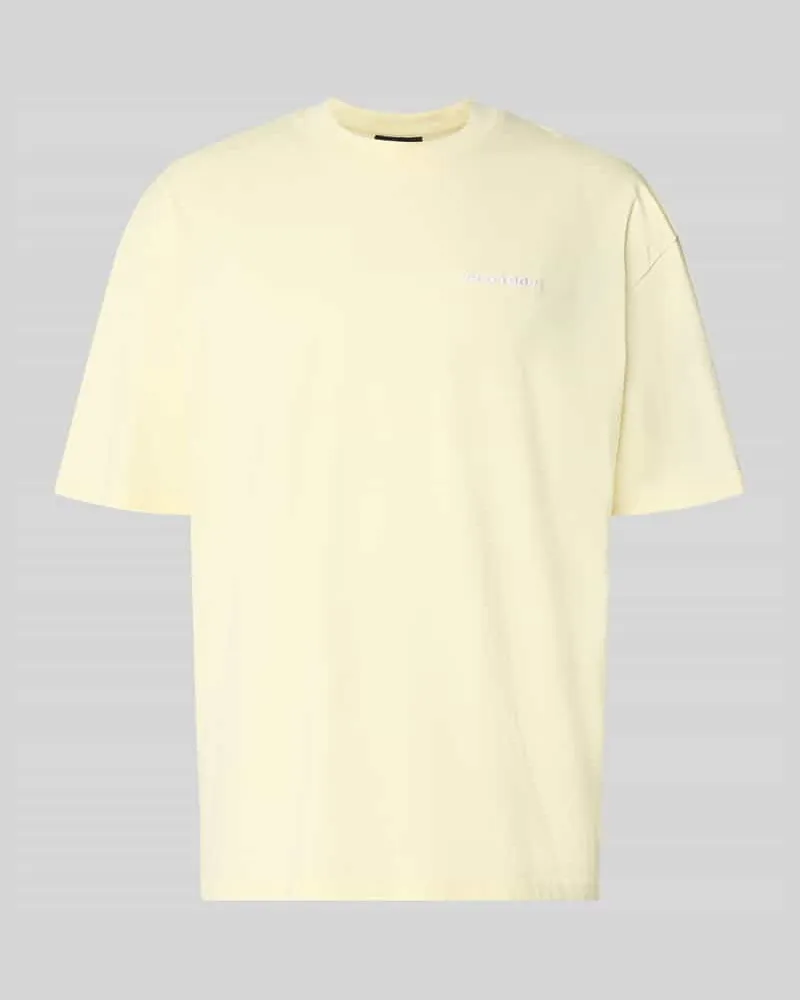 PEGADOR Oversized T-Shirt mit Label-Stitching Hellgelb