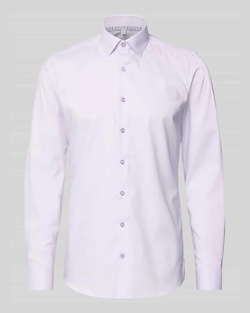 Olymp Slim Fit Businesshemd aus Baumwoll-Mix mit Kentkragen Flieder