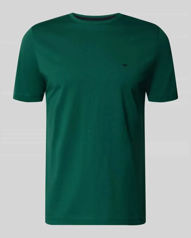 Fynch-Hatton T-Shirt mit Rundhalsausschnitt und Label-Stitching Dunkelgruen