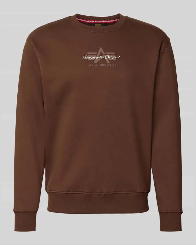 Alpha Industries Regular Fit Sweatshirt aus Baumwoll-Mix mit Label-Detail Hellbraun