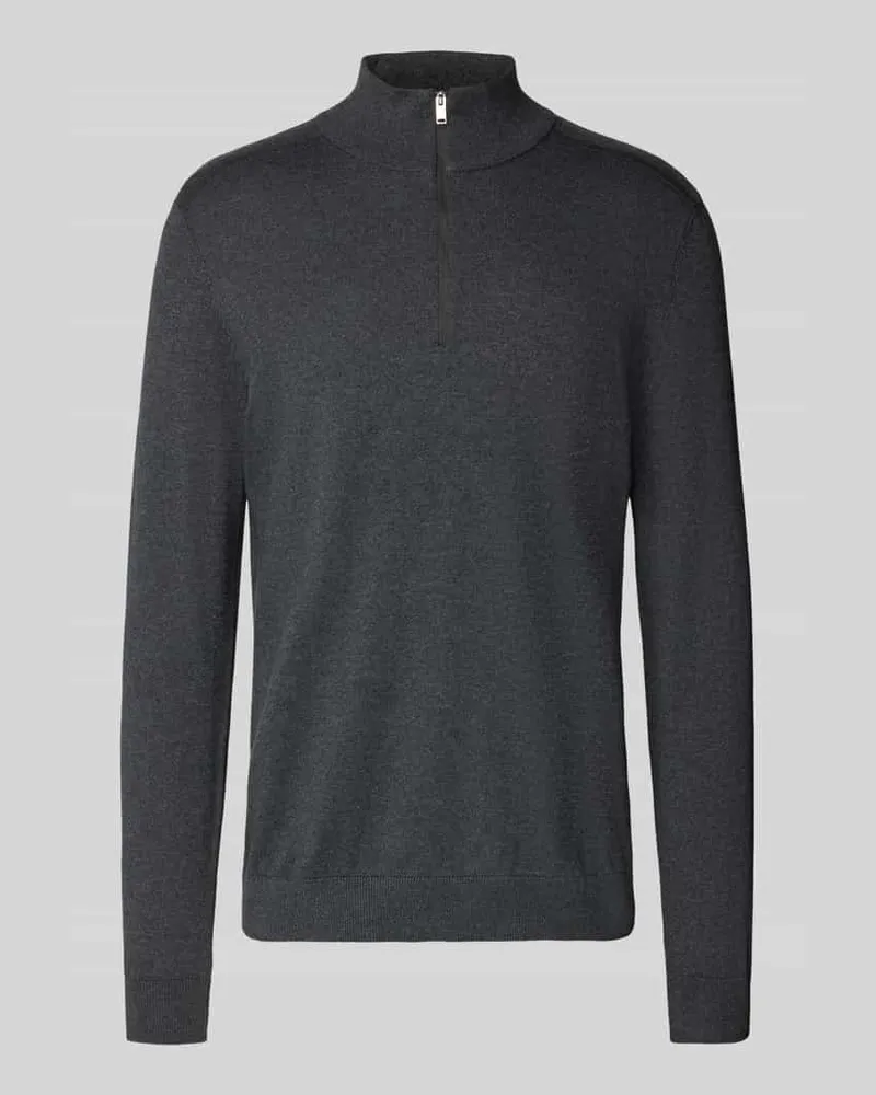 Selected Homme Regular Fit Troyer aus reiner Baumwolle Modell 'BERG Anthrazit