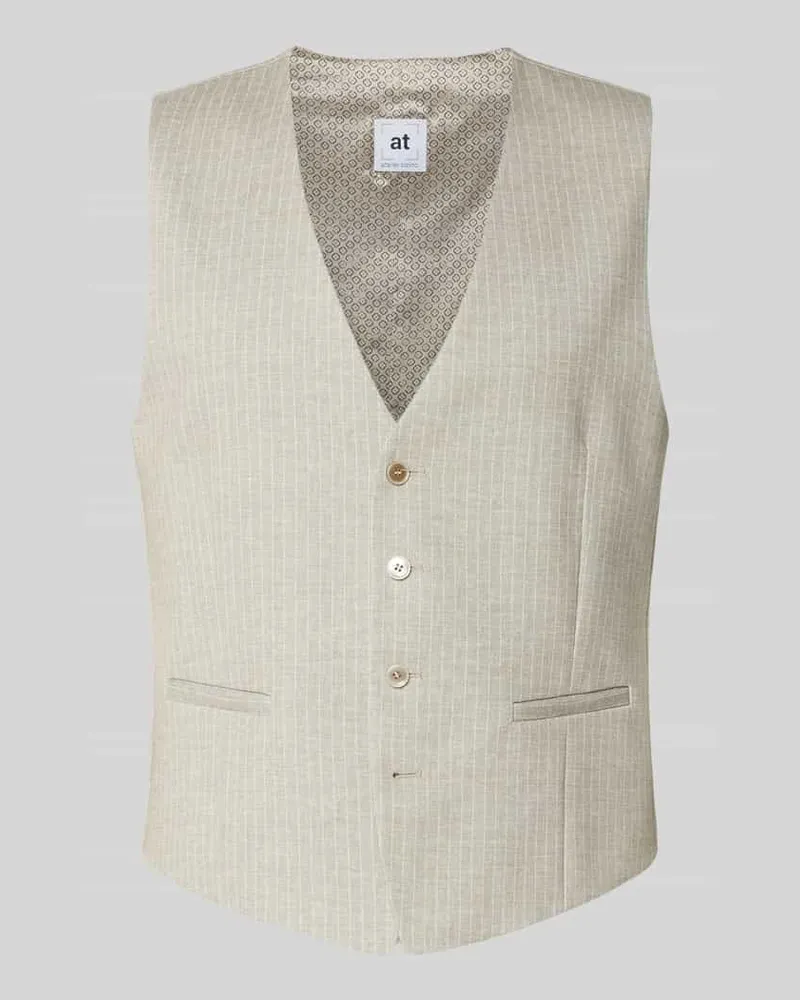 Atelier Torino Weste mit V-Ausschnitt und Paspeltaschen Beige