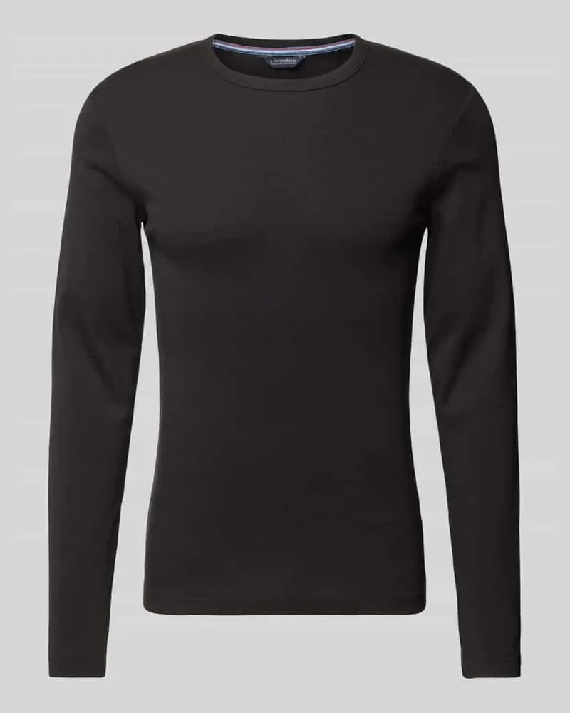 Lindbergh Slim Fit Longsleeve mit geripptem Rundhalsausschnitt 