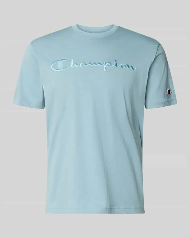 Champion T-Shirt mit Label-Stitching mit Rundhalsausschnitt Rauchblau