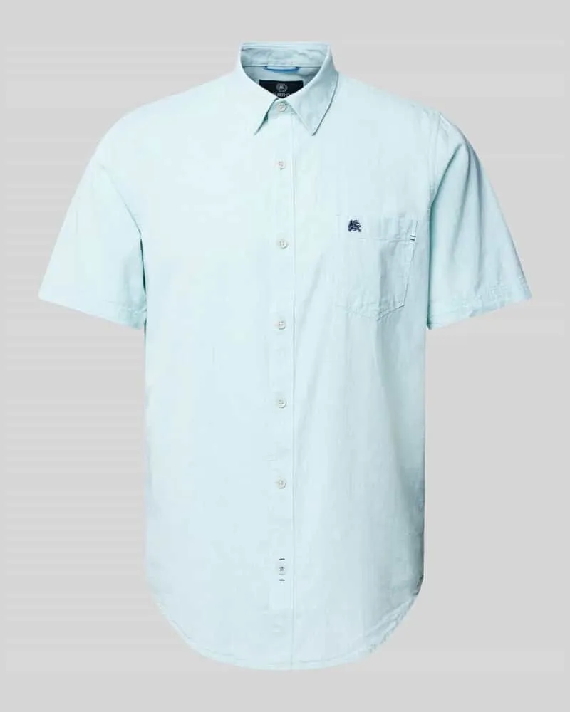 Lerros Regular Fit Freizeithemd aus Baumwoll-Mix mit Leinen-Anteil Blau